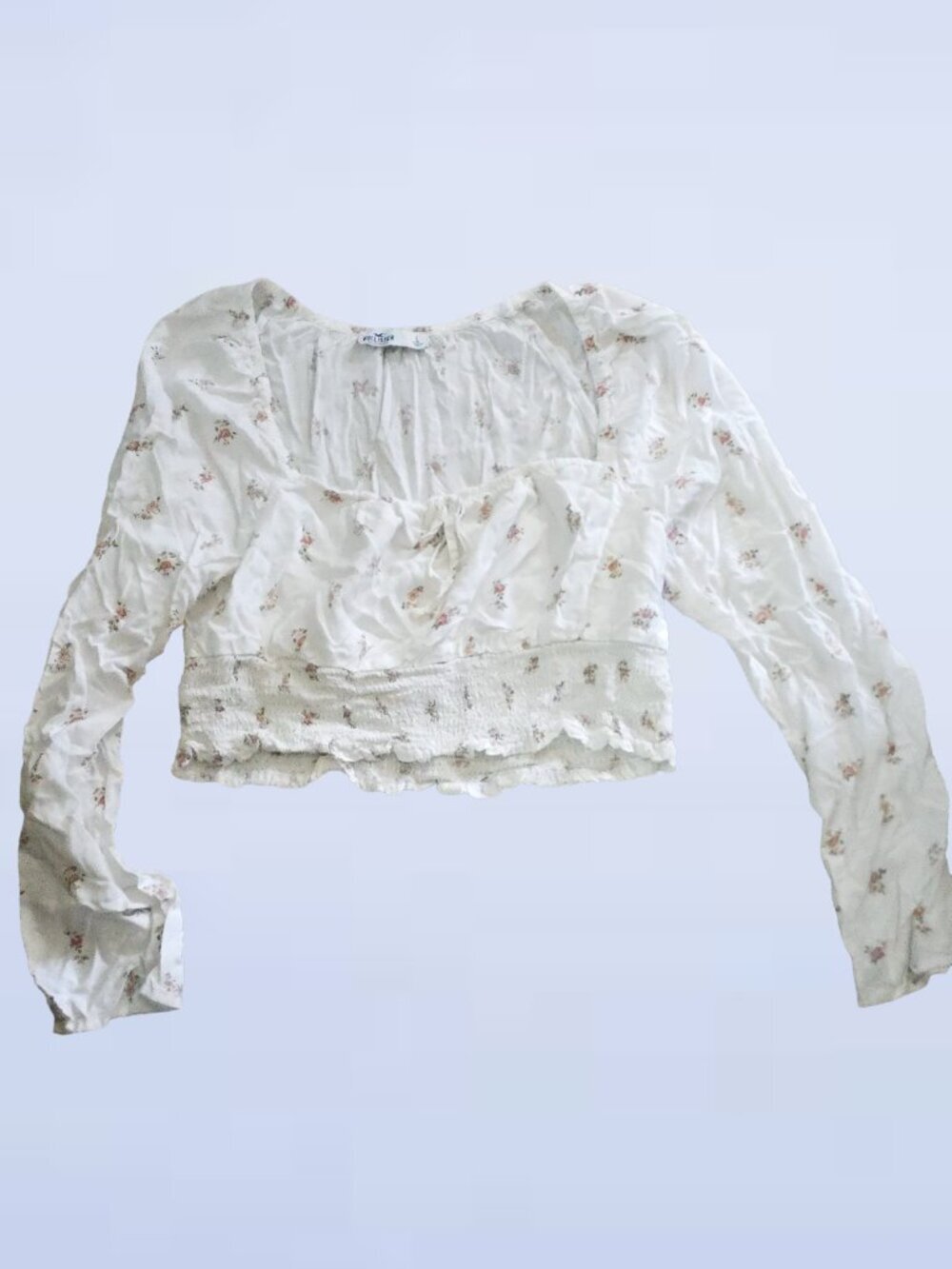 Hollister White Long Sleeves Cropped Women's Top - Size Large